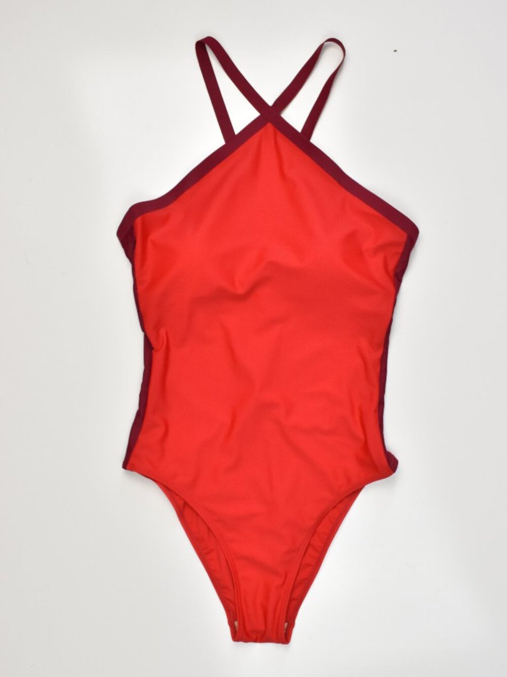 summersalt Red One-Piece Swimsuit with Burgundy Trim